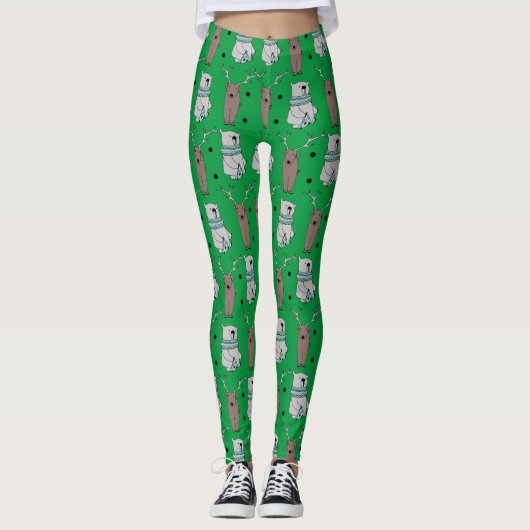 feestdagen voor kerstmis - beer rendiervis leggings (Voorkant)