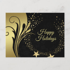 Feestdagen voor kerstmis Elegant Golden Stars Blac Briefkaart