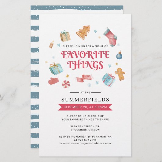 Feestdagen voor kerstmis - favoriete artikelen uit briefpapier (Voorkant / Achterkant)