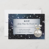 Feestdagen voor kerstornament Navy Blue Shiny Star RSVP Kaartje (Voorkant)