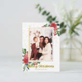 Feestdagen voor Merry Kerstrode bloemen Briefkaart (Staand voorkant)