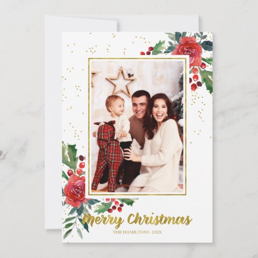 Feestdagen voor Merry Kerstrode bloemen Kaart (Voorkant)