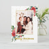 Feestdagen voor Merry Kerstrode bloemen Kaart (Staand voorkant)