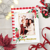 Feestdagen voor Merry Kerstrode bloemen Kaart