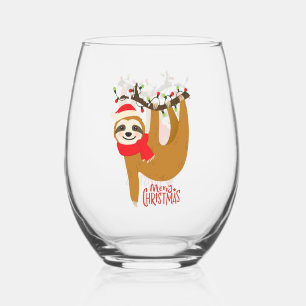Feestdagen voor prettige kerstfeestjes wijnglas zonder voet