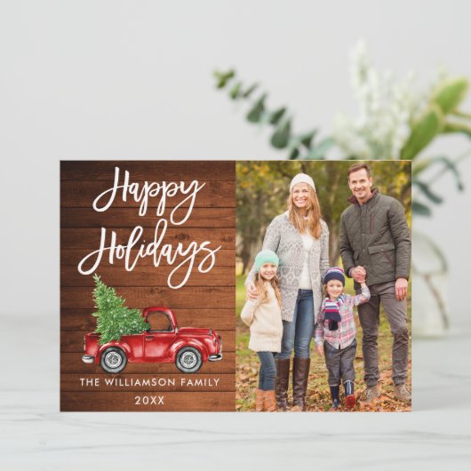 Feestdagen vrachtwagenfoto van Houtpenseel Feestdagenkaart (Staand voorkant)