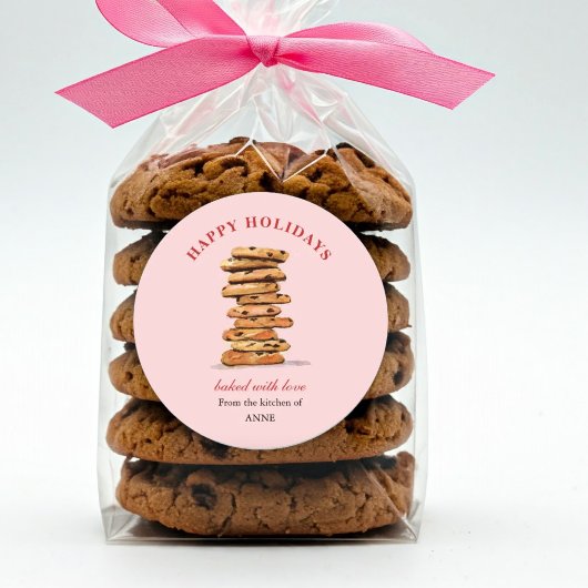 Feestdagen waterverf Chocolate-chipkoekje Ronde Sticker
