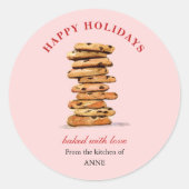Feestdagen waterverf Chocolate-chipkoekje Ronde Sticker (Voorkant)