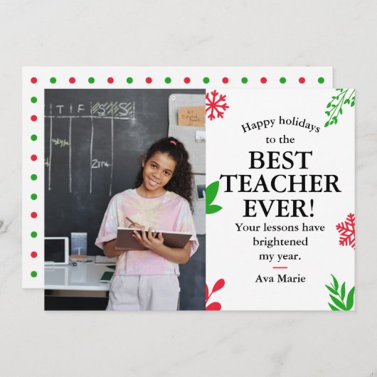 Feestdagen Wensen aan Docent Feestdagenkaart (Voorkant / Achterkant)