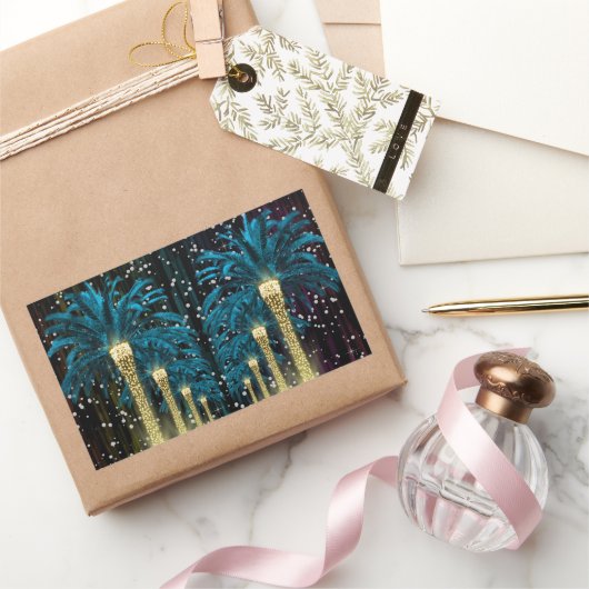 Feestdagen Winter Palm Rechthoekige Sticker (Geschenken)