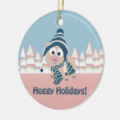 Feestdagen! Winter Pig Keramisch Ornament (Links)