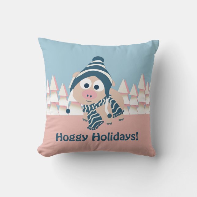 Feestdagen! Winter Pig Kussen (Voorkant)