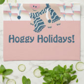 Feestdagen! Winter Pig Theedoek (Gevouwen)