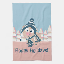 Feestdagen! Winter Pig Theedoek