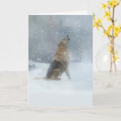 Feestdagen Wolf in de sneeuw Kaart (Gele Bloem)