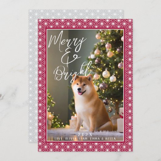 Feestdagenkaarten | ASANOHA Japans Kimono patroon Feestdagenkaart (Voorkant / Achterkant)