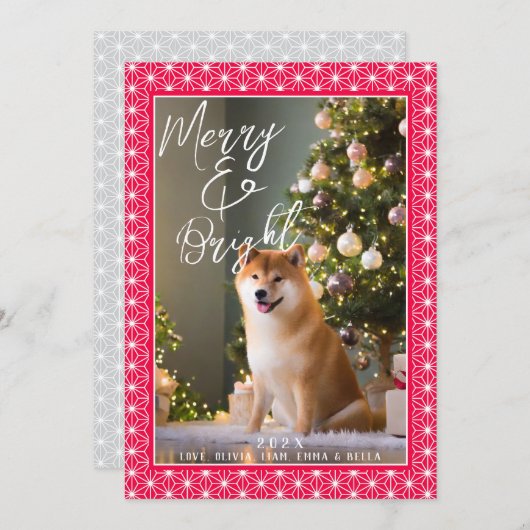 Feestdagenkaarten | ASANOHA Japans Kimono patroon Feestdagenkaart (Voorkant / Achterkant)