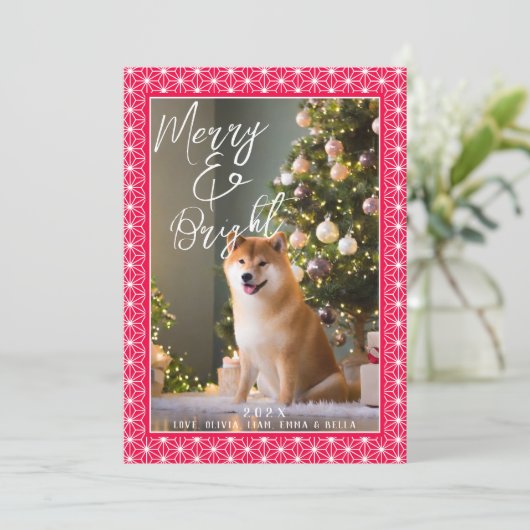 Feestdagenkaarten | ASANOHA Japans Kimono patroon Feestdagenkaart (Staand voorkant)