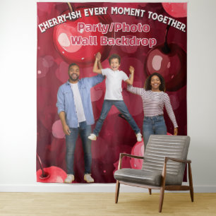 Feestdecoratie Oogst Fruit Kersen Achtergrond Wandkleed