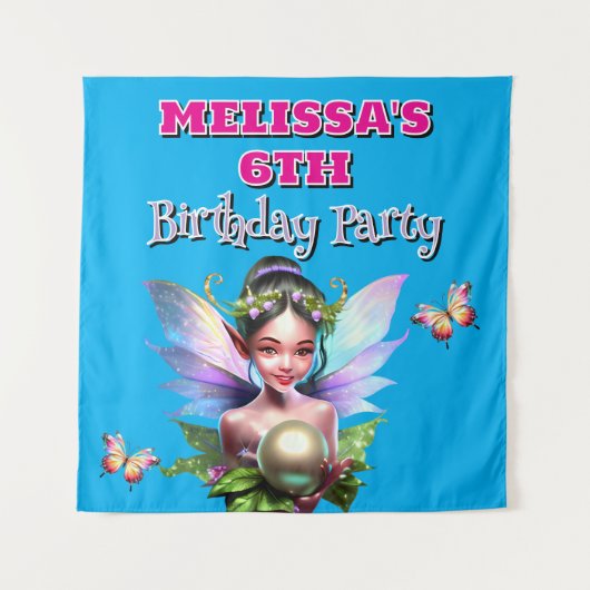 Feestdecoraties met meisjes elfjes verjaardagsthem wandkleed (Voorkant)