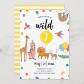 Feestdier 1e Verjaardag uitnodiging (Voorkant / Achterkant)