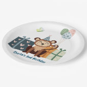 Feestdier, Aap met geschenken en ballon Papieren Bordje (Gekanteld)