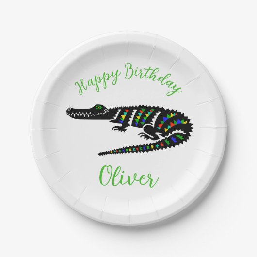 Feestdier! CROCODILE - Gelukkige verjaardag - Fees Papieren Bordje (Voorkant)