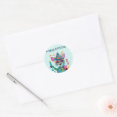 Feestdier Gelukkige Verjaardag Kleurrijk Ronde Sticker (Envelop)