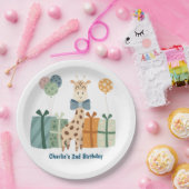 Feestdier, Giraffe met geschenken en ballon Papieren Bordje (Feest)