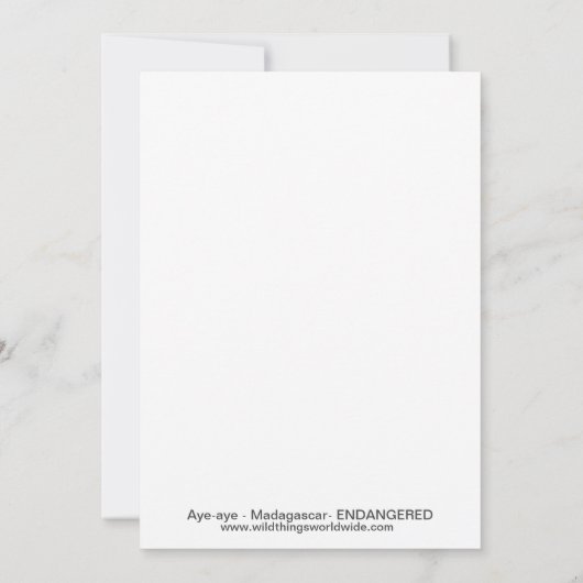Feestdier! Handgetekende AYE-AYE -wildlife- Kaart (Achterkant)