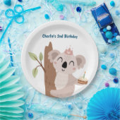 Feestdier, Koala met verjaardagstaart Papieren Bordje (Feest)
