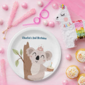Feestdier, Koala met verjaardagstaart Papieren Bordje (Feest)