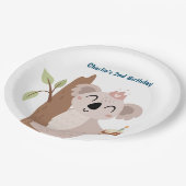 Feestdier, Koala met verjaardagstaart Papieren Bordje (Gekanteld)