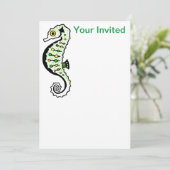 Feestdier - Schattige SEAHORSE - uitnodiging (Staand voorkant)