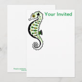 Feestdier - Schattige SEAHORSE - uitnodiging (Voorkant / Achterkant)