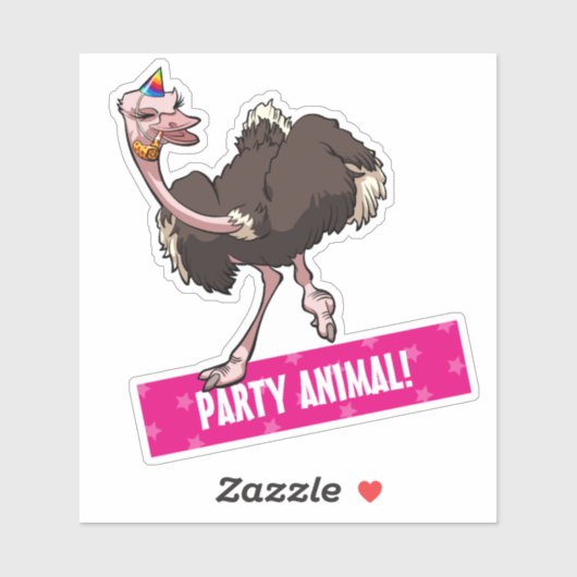Feestdier! Struisvogel dansen gestreepte Pet Carto Sticker (Vel)