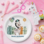 Feestdier, Zebra met geschenken en ballon Papieren Bordje (Feest)