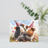 Feestdieren - 2 cavia's briefkaart (Staand voorkant)