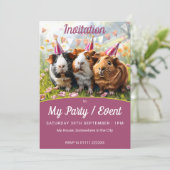 Feestdieren - 3 cavia's kaart (Staand voorkant)