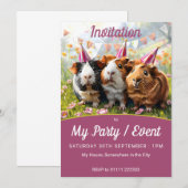 Feestdieren - 3 cavia's kaart (Voorkant / Achterkant)