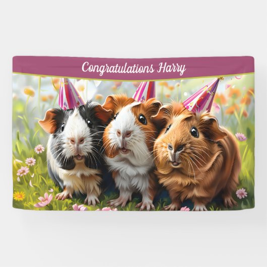 Feestdieren - 3 cavia's spandoek (Horizontaal)