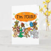 Feestdieren 4e verjaardag Tshirts en geschenken Kaart (Gele Bloem)