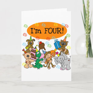 Feestdieren 4e verjaardag Tshirts en geschenken Kaart