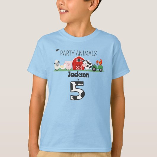 Feestdieren 5e Verjaardag Boerderij T-shirt (Voorkant)