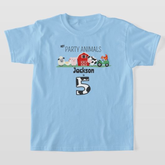 Feestdieren 5e Verjaardag Boerderij T-shirt (Laagn)