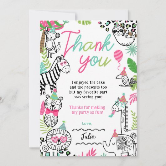Feestdieren Dank u kaarten (Voorkant)