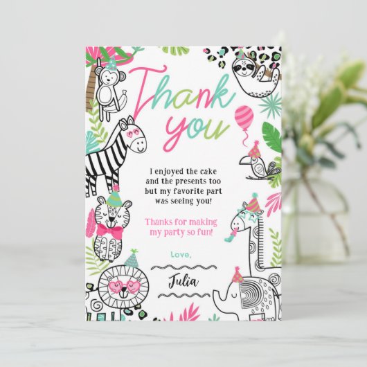 Feestdieren Dank u kaarten (Staand voorkant)