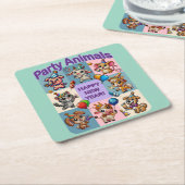 Feestdieren "Gelukkig Nieuwjaar" Kartonnen Onderzetters (Schuin)