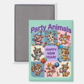 Feestdieren "Gelukkig Nieuwjaar" Magneet (Voorkant / Achterkant)