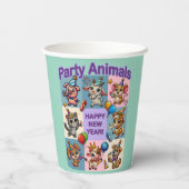 Feestdieren "Gelukkig Nieuwjaar" Papieren Bekers (Achterkant)